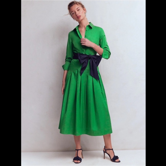 Boden Dresses & Skirts - NWT BODEN Maxi Pleated Bow Dress in Green Navy
